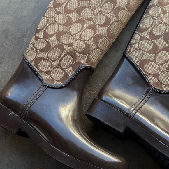 Coach Tristee Signature Lace-Up Rain Boots - Brown - Picture 4 of 12